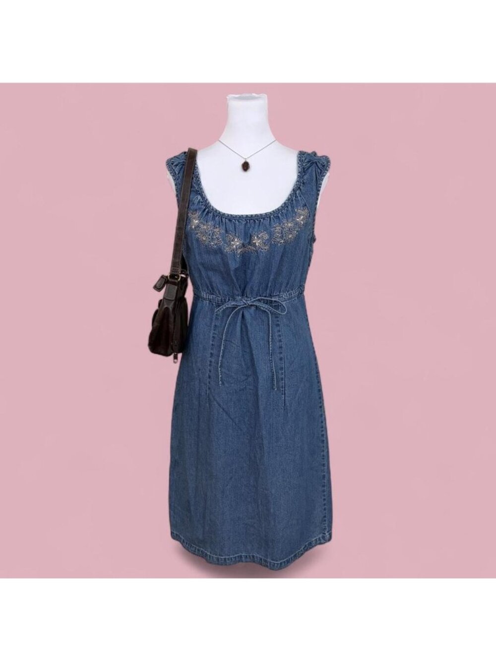 y2k denim floral western dress